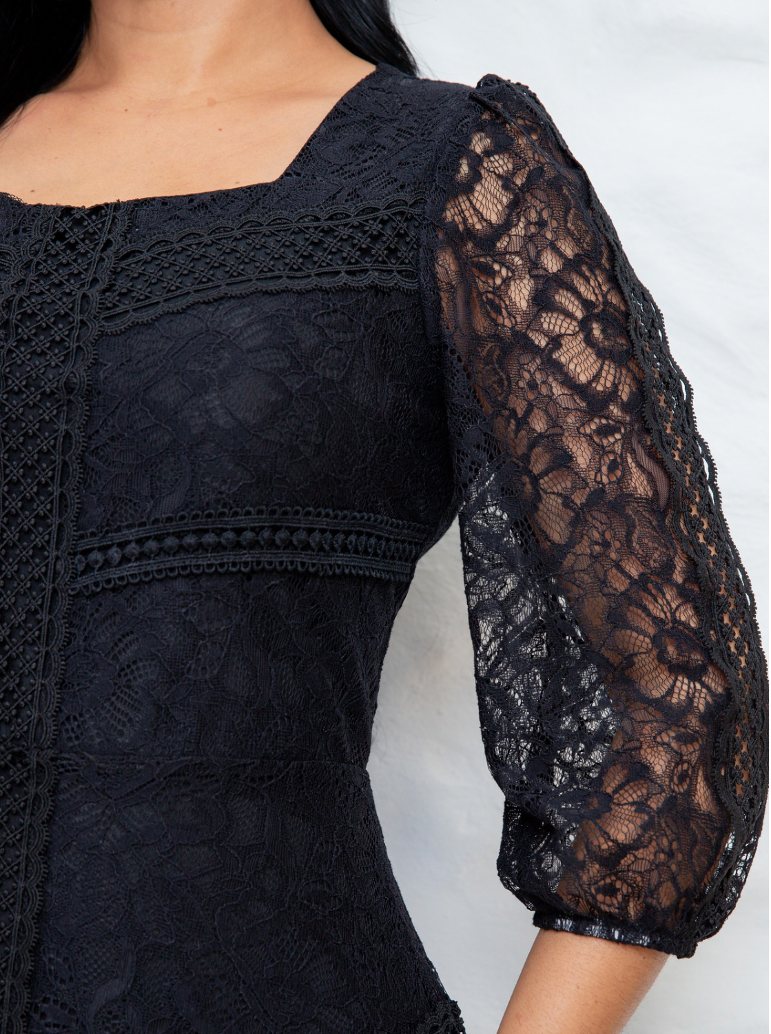 Vestido Laurel Guipur Negro