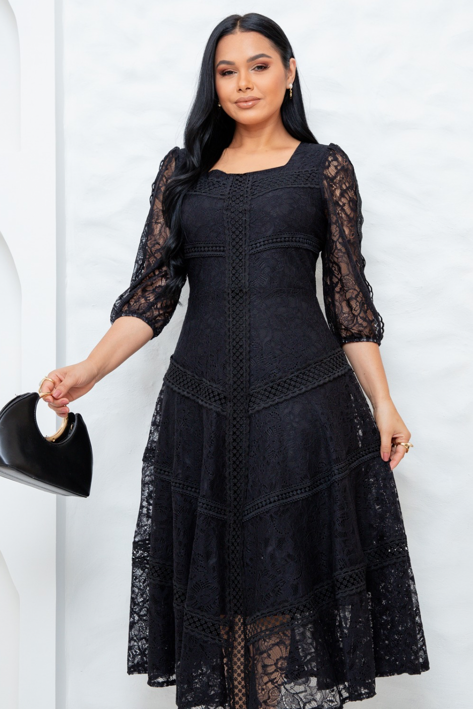 Vestido Laurel Guipur Negro