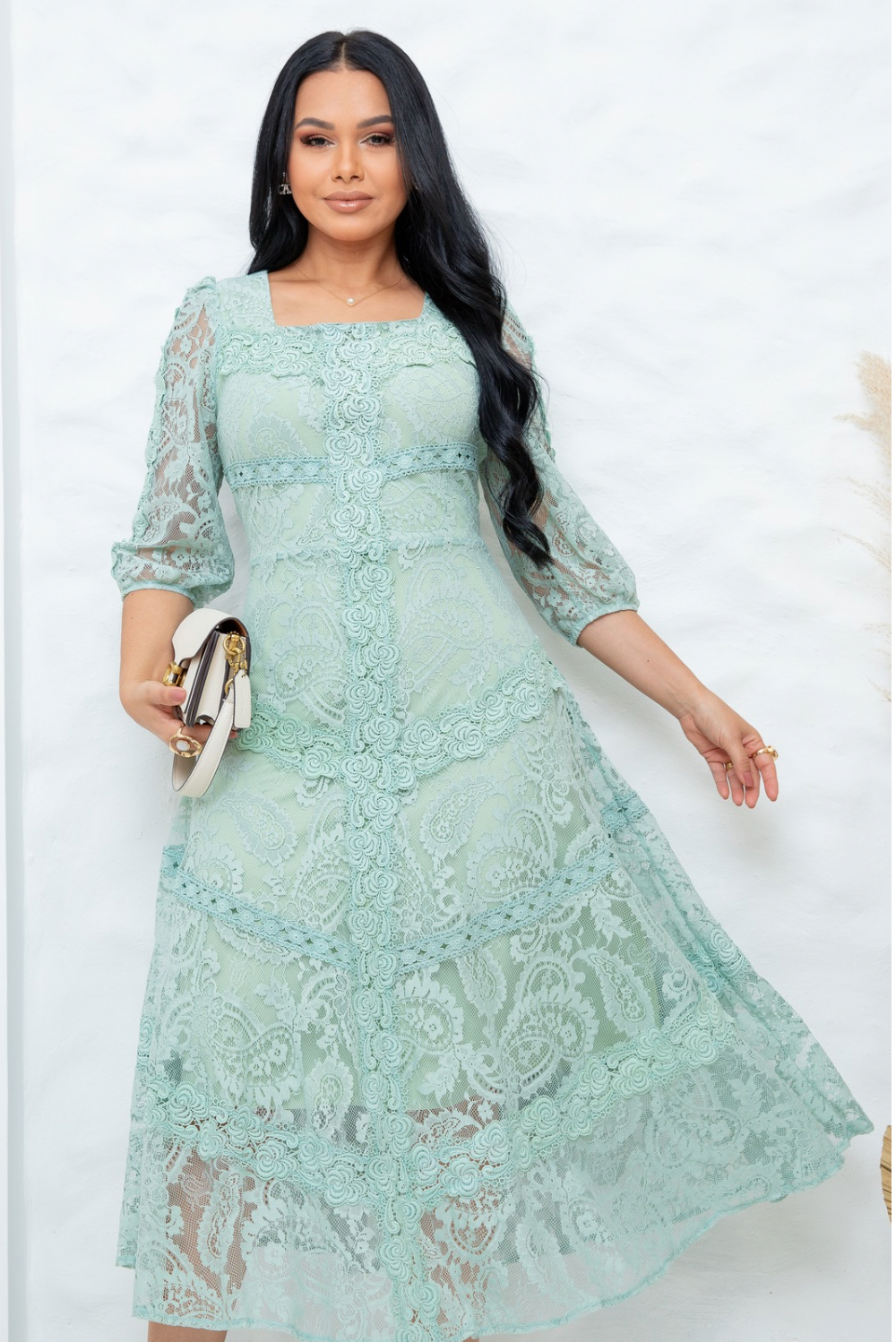 Vestido Laurel Guipur Menta