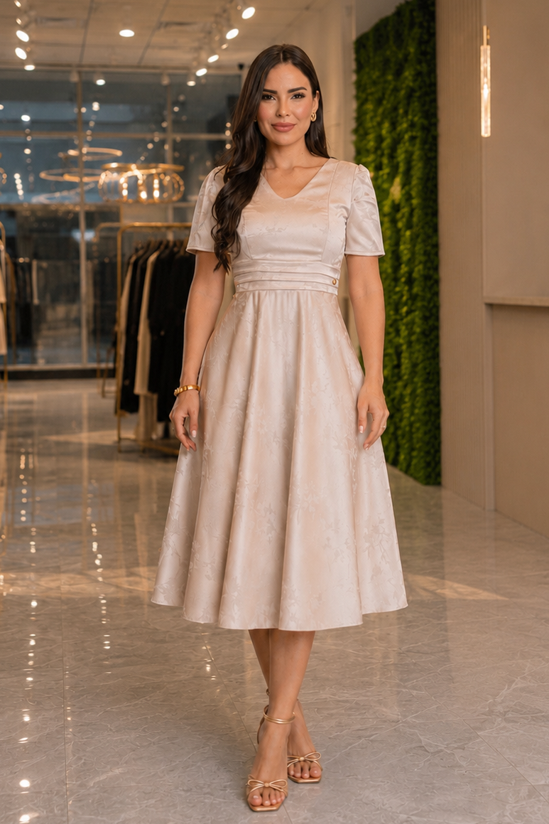 Vestido Marisol Satén Beige