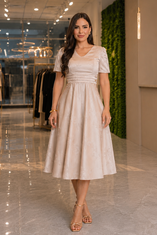 Vestido Marisol Satén Beige