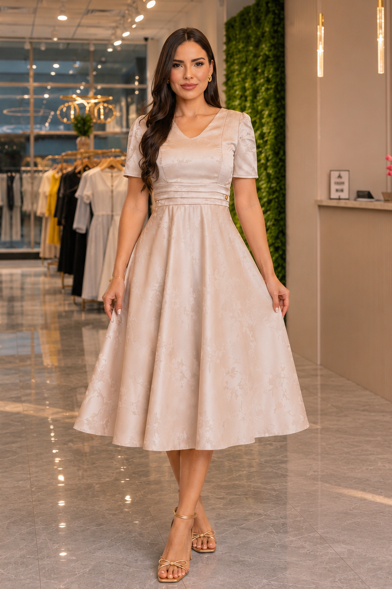 Vestido Marisol Satén Beige