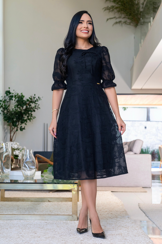 Vestido Bordado Negro Serenade