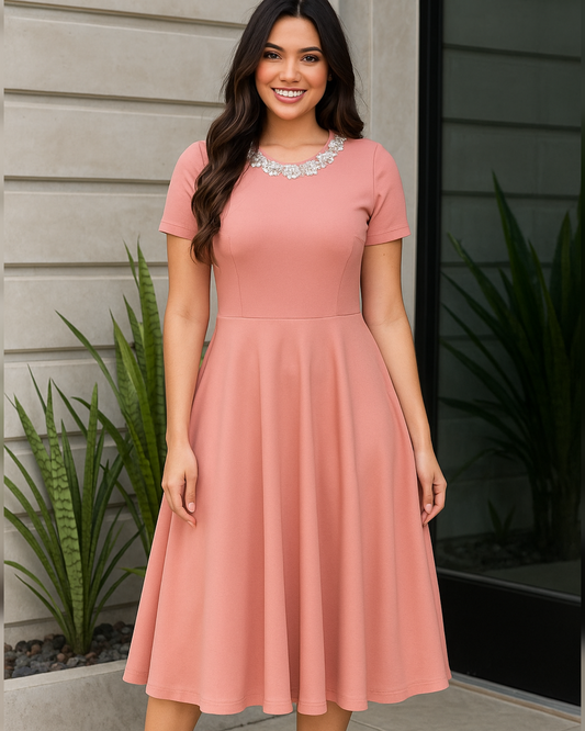 Vestido Acampanado Rosa