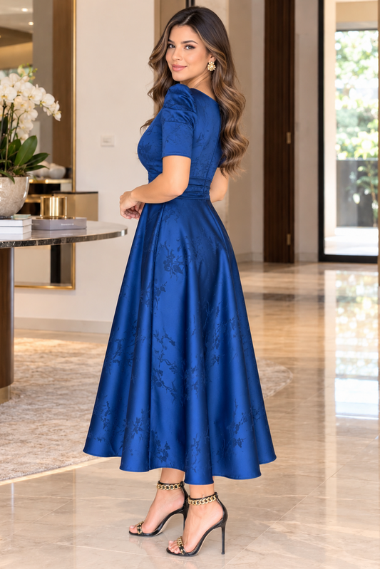 Vestido Marisol Satén Azul Navy