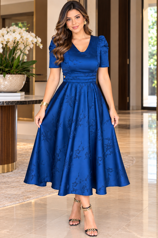 Vestido Marisol Satén Azul Navy