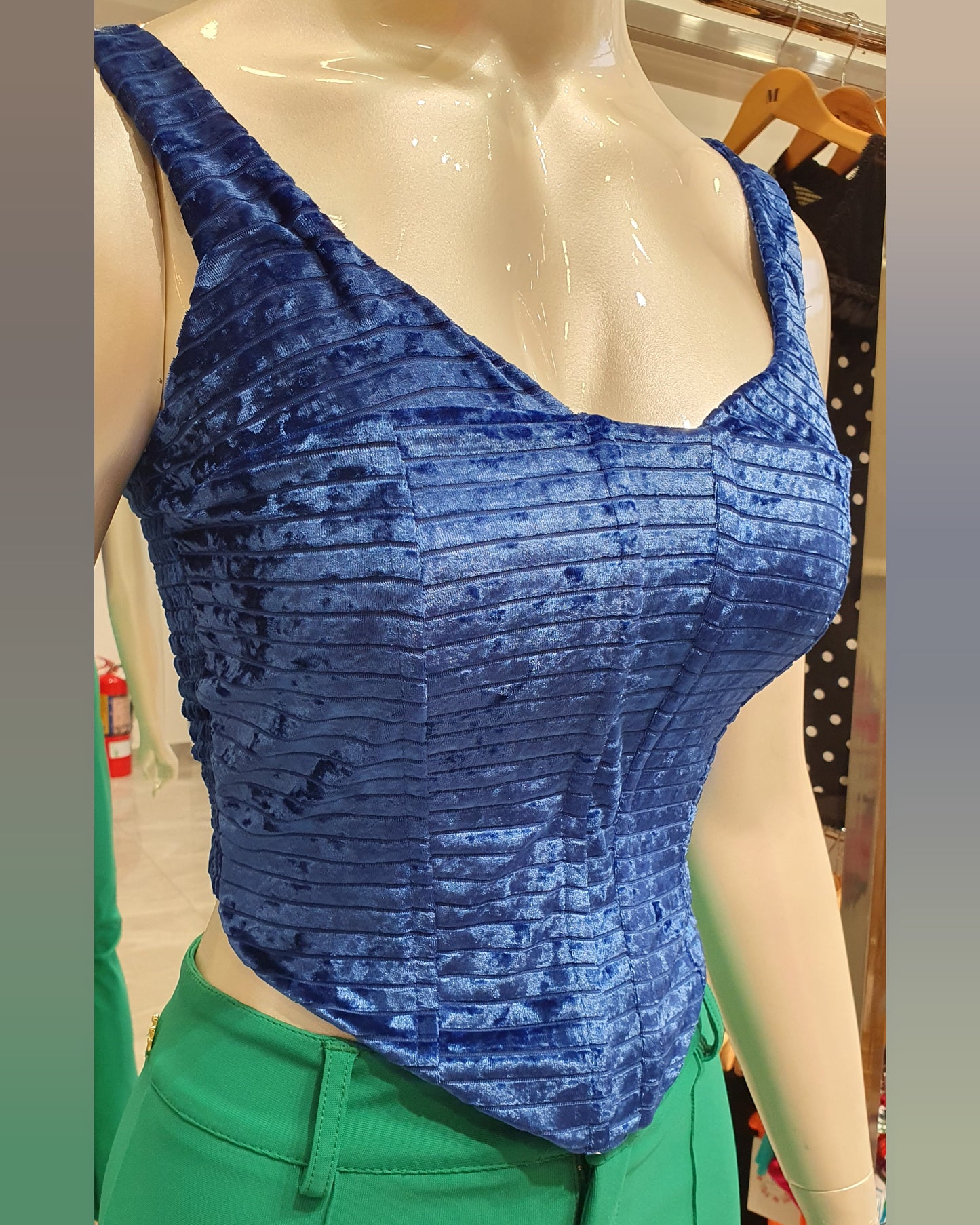 Crop-Top de Seda Azul