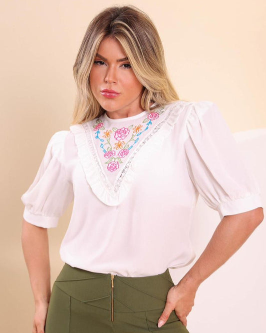 Blusa Blanca c/Bordados